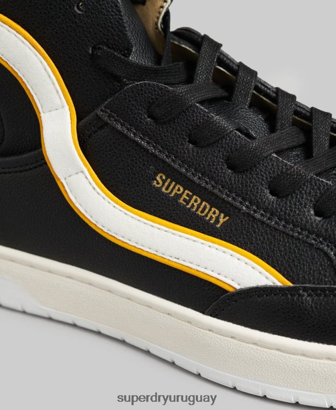 uy Superdry hombres tenis altos vintage vegan basket negro DT2N8Z1910 zapatos