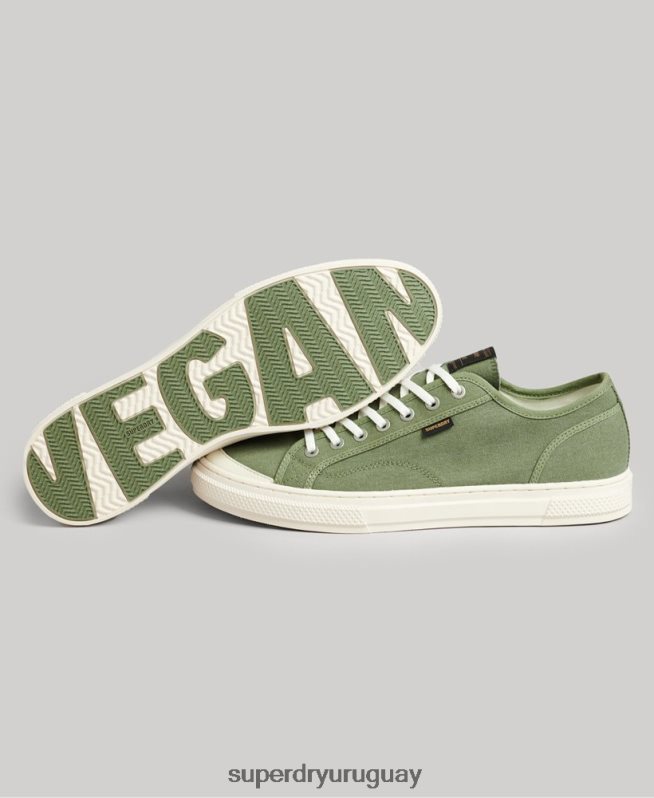 uy Superdry hombres tenis bajos de lona vegana verde DT2N8Z1948 zapatos