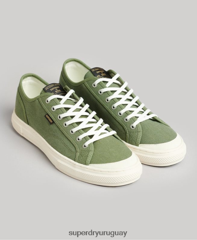 uy Superdry hombres tenis bajos de lona vegana verde DT2N8Z1948 zapatos
