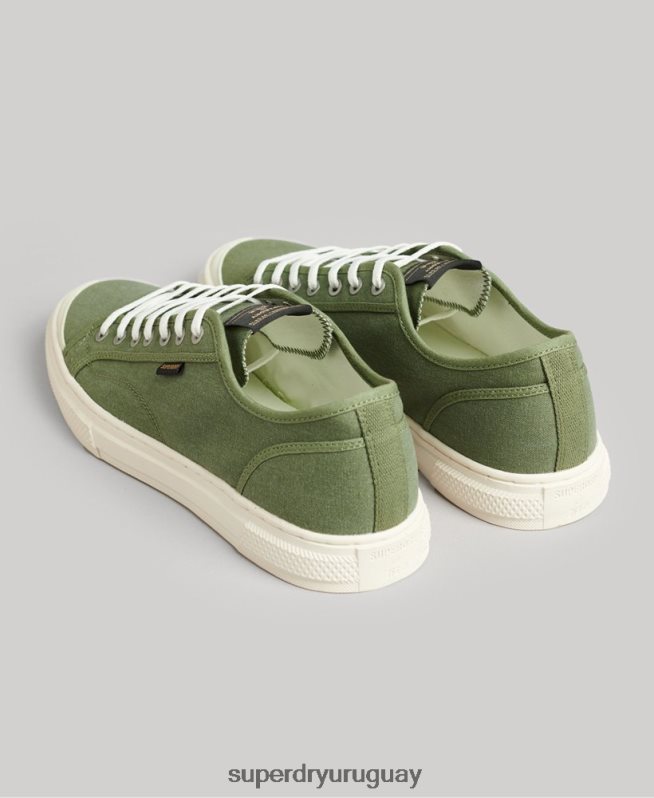 uy Superdry hombres tenis bajos de lona vegana verde DT2N8Z1948 zapatos