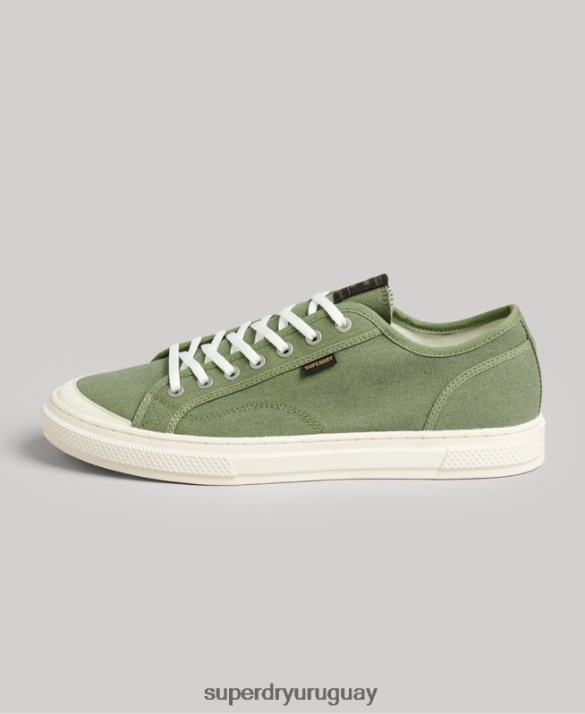 uy Superdry hombres tenis bajos de lona vegana verde DT2N8Z1948 zapatos