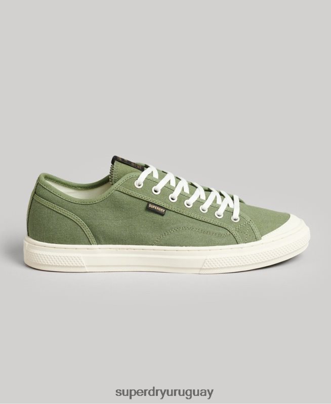 uy Superdry hombres tenis bajos de lona vegana verde DT2N8Z1948 zapatos