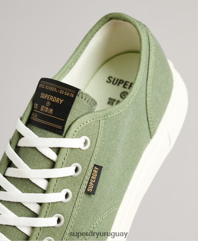 uy Superdry hombres tenis bajos de lona vegana verde DT2N8Z1948 zapatos