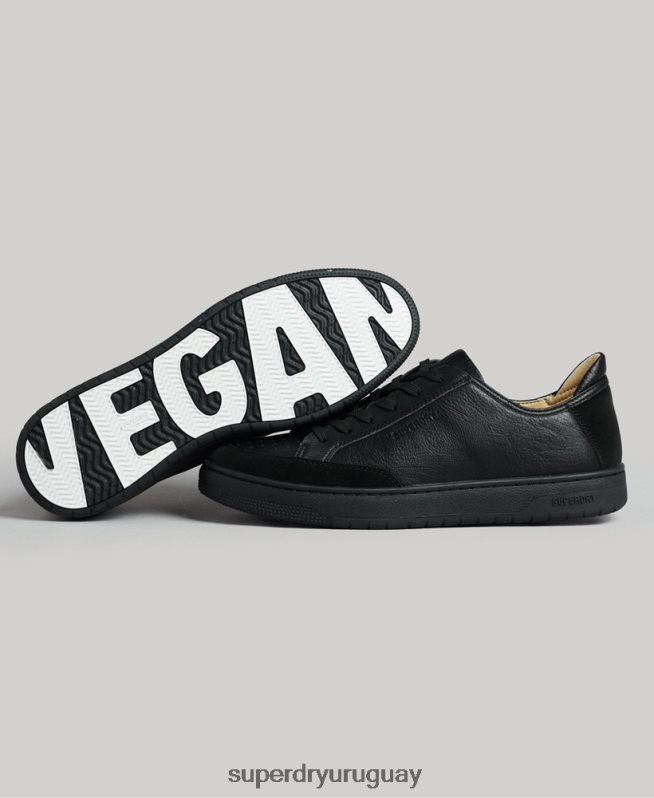 uy Superdry hombres tenis bajos vegan basket negro DT2N8Z1895 zapatos