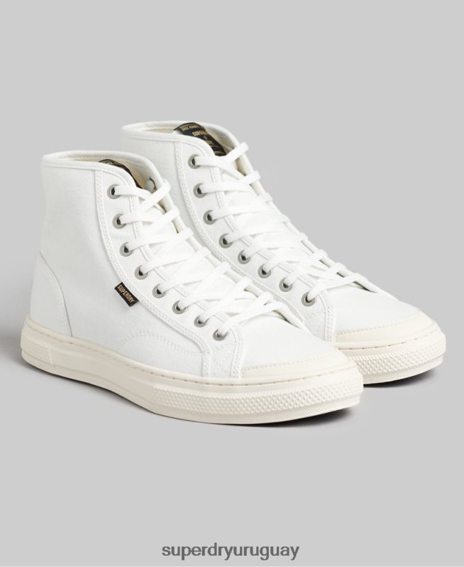 uy Superdry hombres zapatillas altas de lona vegana crema DT2N8Z1898 zapatos