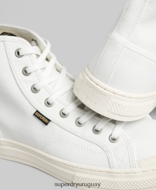 uy Superdry hombres zapatillas altas de lona vegana crema DT2N8Z1898 zapatos