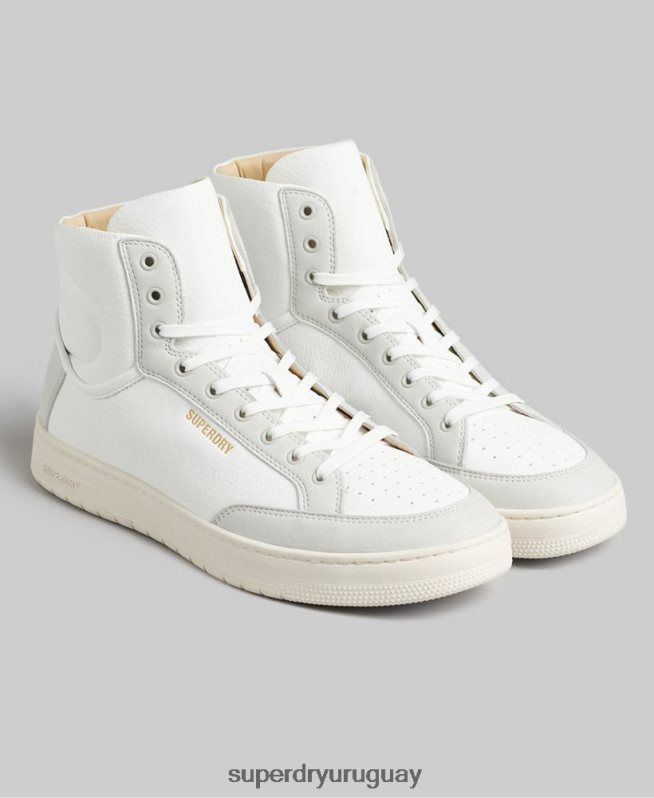 uy Superdry hombres zapatillas altas vintage vegan basket blanco DT2N8Z1909 zapatos