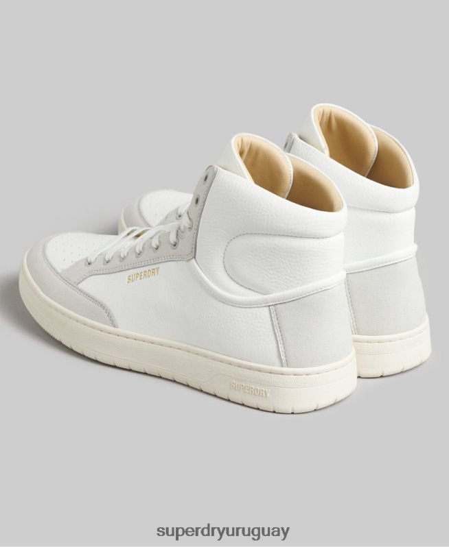 uy Superdry hombres zapatillas altas vintage vegan basket blanco DT2N8Z1909 zapatos