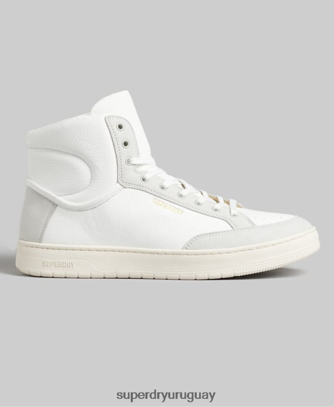 uy Superdry hombres zapatillas altas vintage vegan basket blanco DT2N8Z1909 zapatos