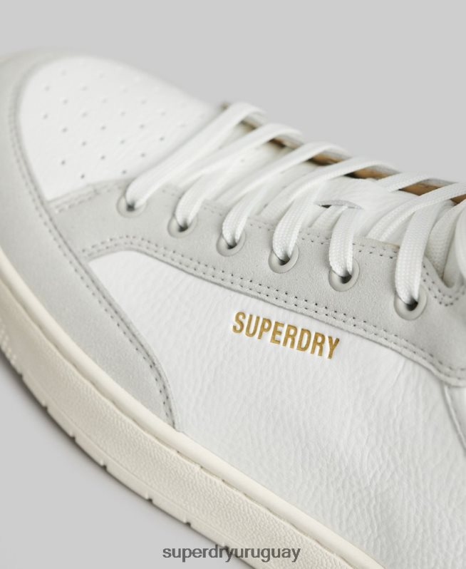uy Superdry hombres zapatillas altas vintage vegan basket blanco DT2N8Z1909 zapatos
