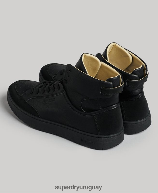 uy Superdry hombres zapatillas altas vintage vegan basket negro DT2N8Z1914 zapatos