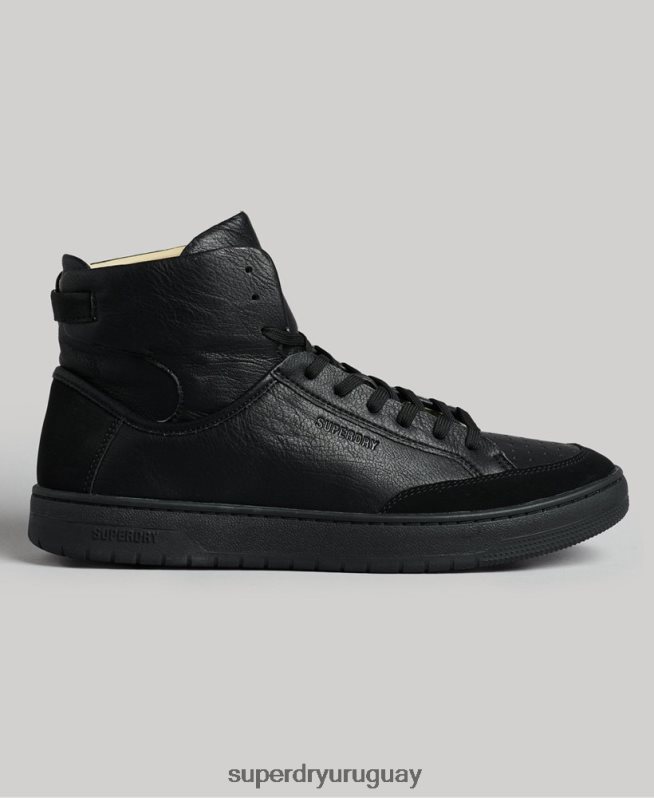 uy Superdry hombres zapatillas altas vintage vegan basket negro DT2N8Z1914 zapatos