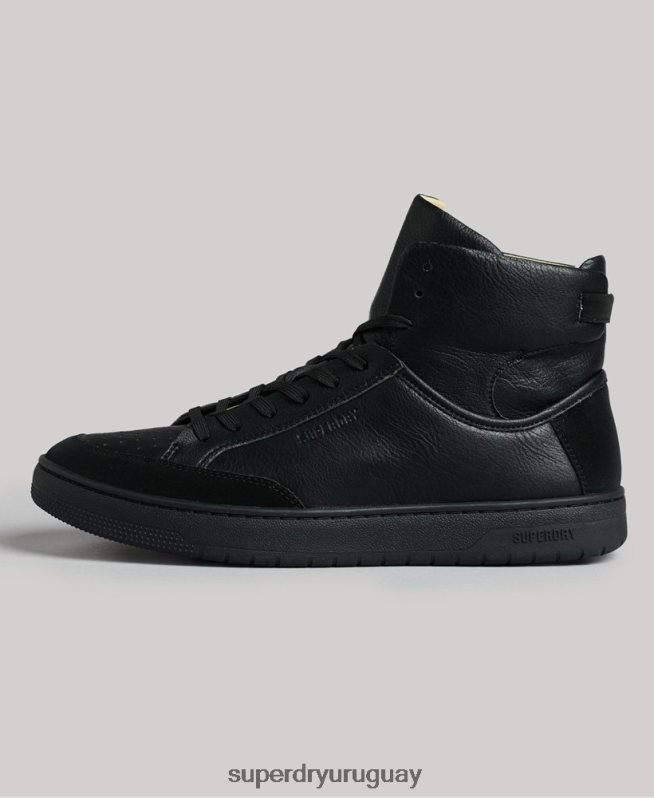 uy Superdry hombres zapatillas altas vintage vegan basket negro DT2N8Z1914 zapatos