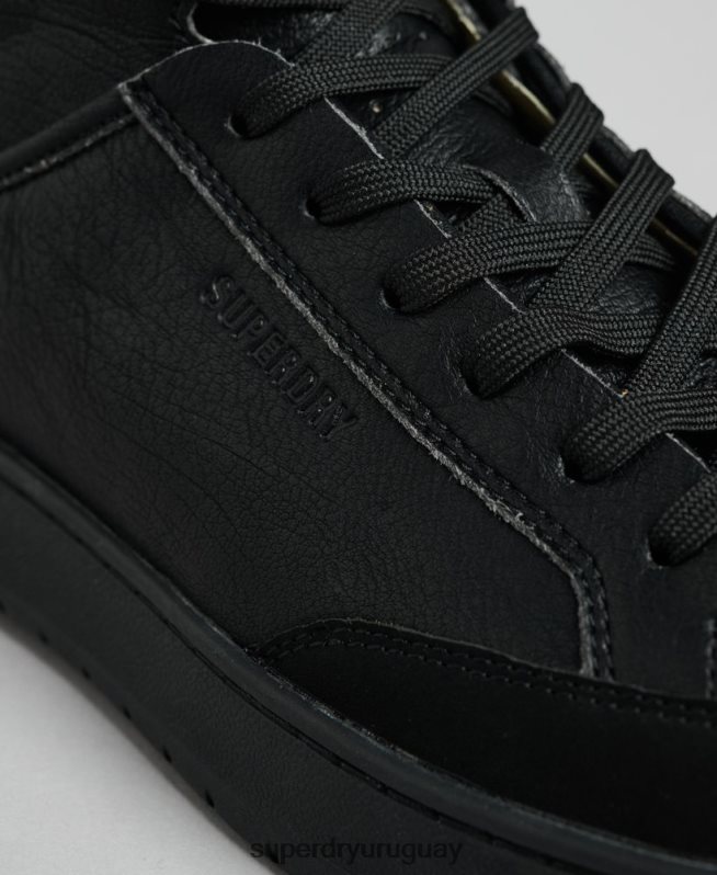 uy Superdry hombres zapatillas altas vintage vegan basket negro DT2N8Z1914 zapatos
