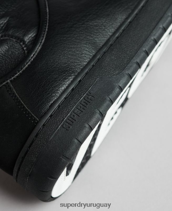 uy Superdry hombres zapatillas altas vintage vegan basket negro DT2N8Z1914 zapatos