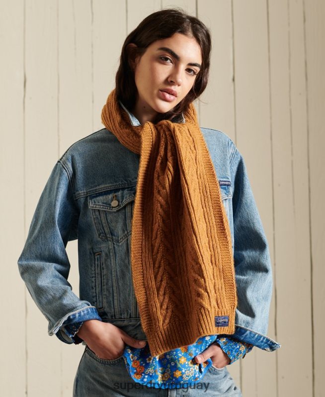 uy Superdry mujer bufanda cablelux amarillo DT2N8Z4303 accesorios