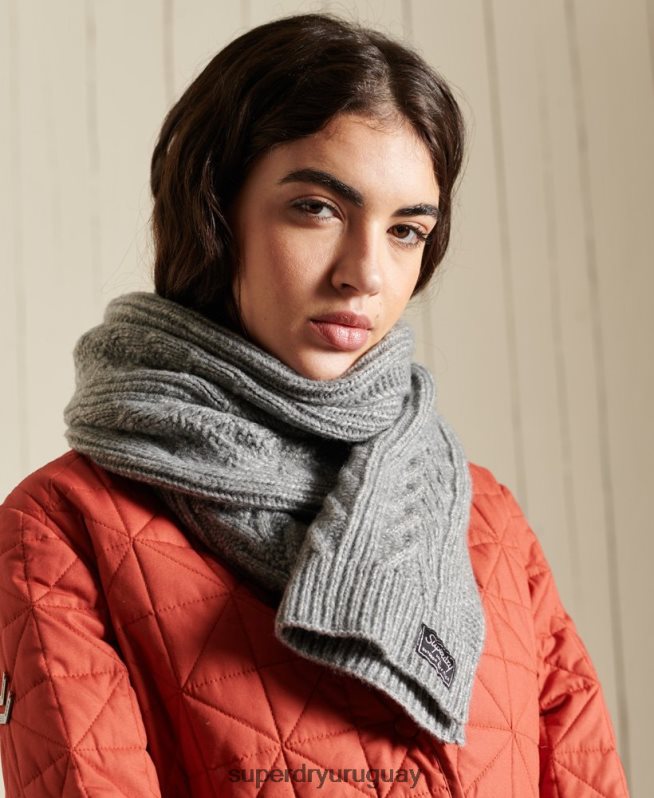 uy Superdry mujer bufanda cablelux gris claro DT2N8Z4306 accesorios