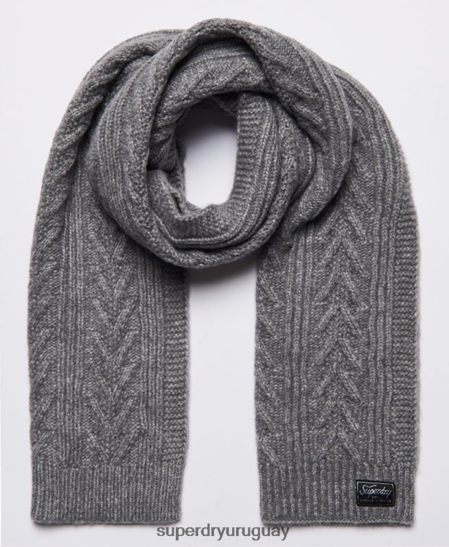 uy Superdry mujer bufanda cablelux gris claro DT2N8Z4306 accesorios