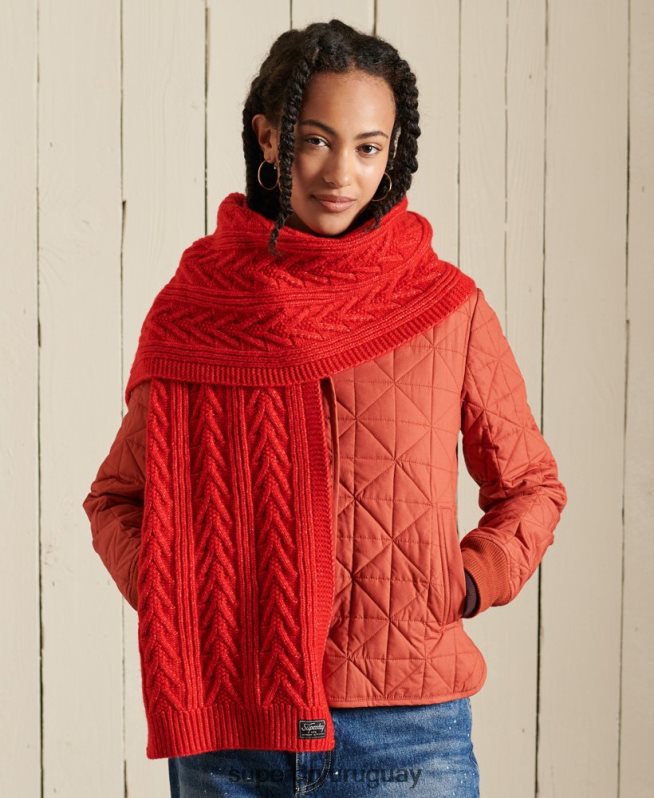 uy Superdry mujer bufanda cablelux rojo DT2N8Z6618 accesorios