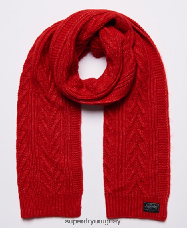 uy Superdry mujer bufanda cablelux rojo DT2N8Z6618 accesorios