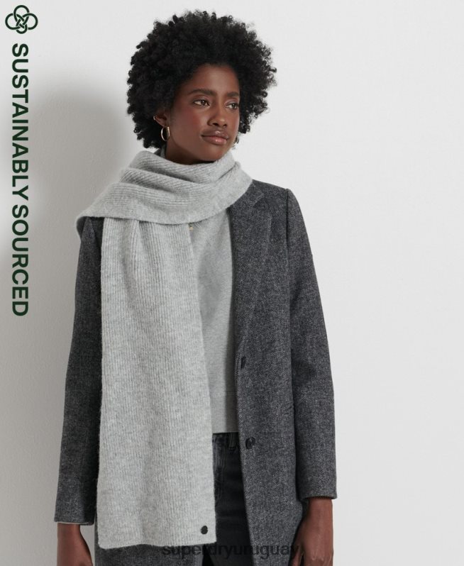 uy Superdry mujer bufanda de lujo gris claro DT2N8Z6619 accesorios