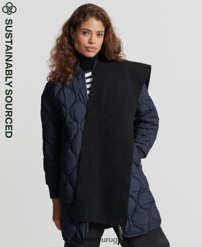 uy Superdry mujer bufanda de lujo negro DT2N8Z6617 accesorios