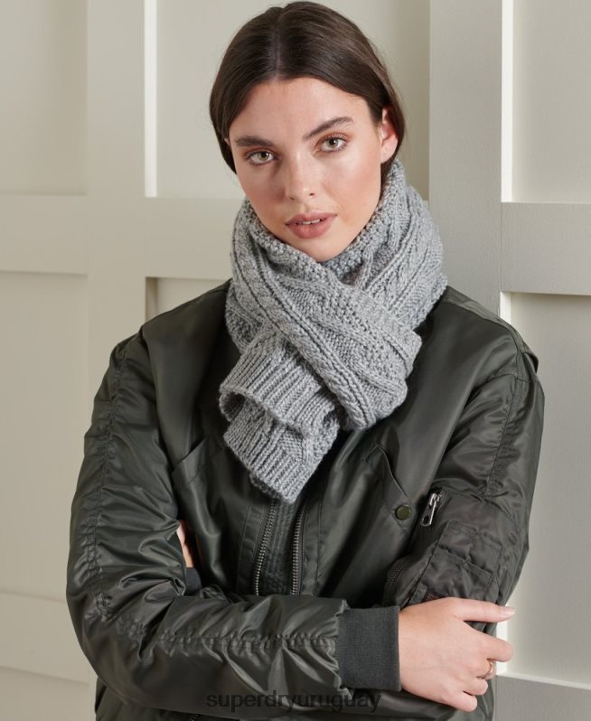 uy Superdry mujer bufanda de ochos lannah gris DT2N8Z4327 accesorios