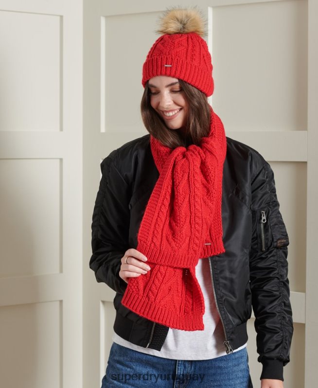 uy Superdry mujer bufanda de ochos lannah rojo DT2N8Z4323 accesorios
