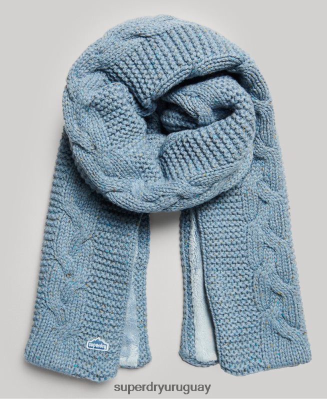 uy Superdry mujer bufanda de punto de ochos azul claro DT2N8Z4253 accesorios