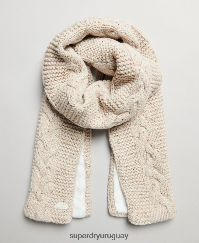 uy Superdry mujer bufanda de punto de ochos beige DT2N8Z4255 accesorios