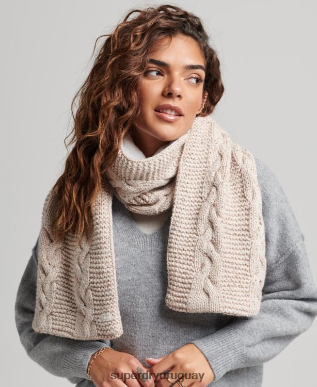 uy Superdry mujer bufanda de punto de ochos beige DT2N8Z4255 accesorios