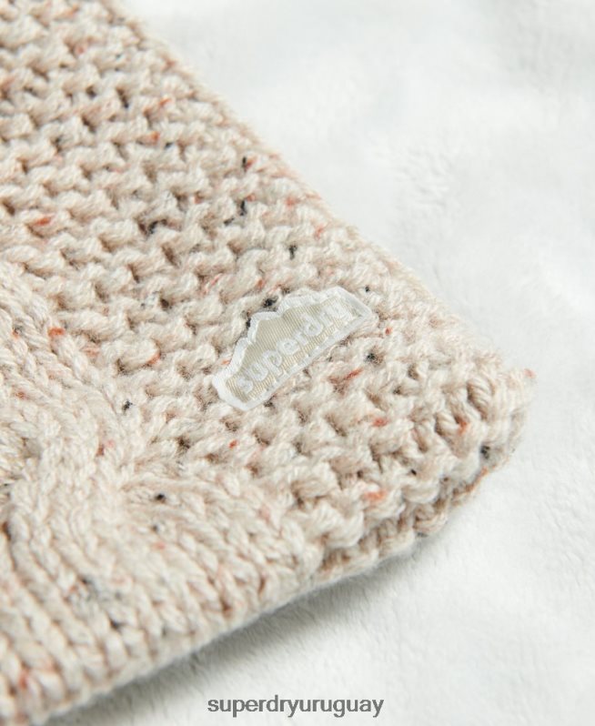 uy Superdry mujer bufanda de punto de ochos beige DT2N8Z4255 accesorios