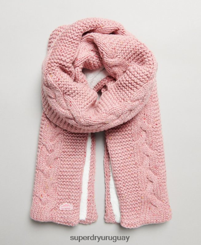 uy Superdry mujer bufanda de punto de ochos rosa DT2N8Z4252 accesorios
