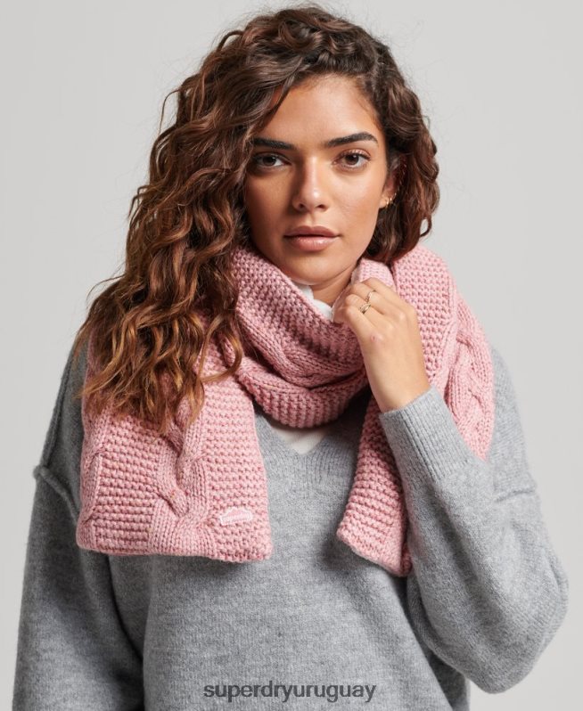 uy Superdry mujer bufanda de punto de ochos rosa DT2N8Z4252 accesorios
