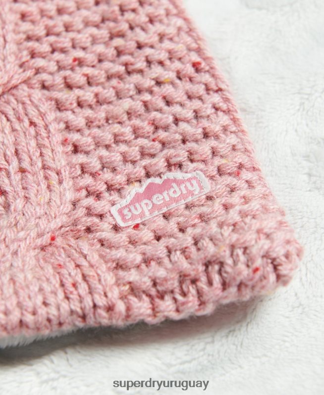 uy Superdry mujer bufanda de punto de ochos rosa DT2N8Z4252 accesorios