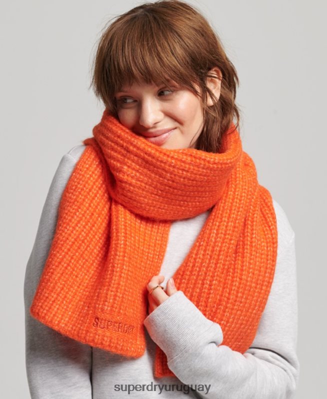 uy Superdry mujer bufanda esencial de canalé naranja DT2N8Z4243 accesorios