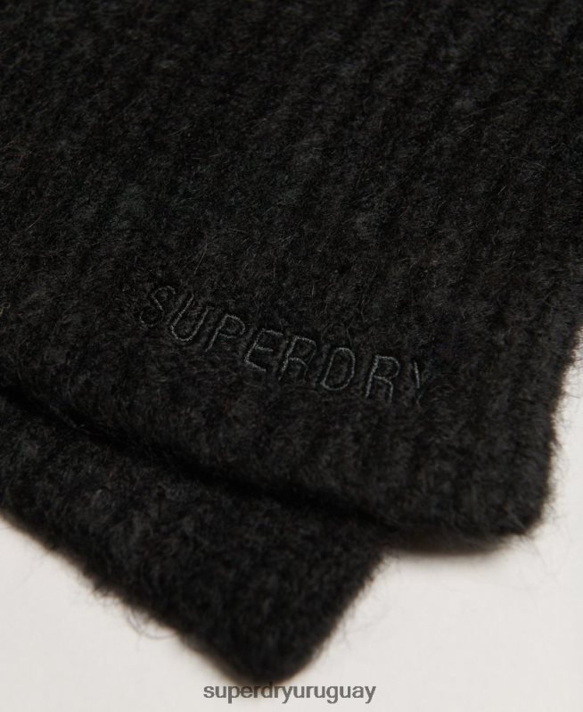 uy Superdry mujer bufanda esencial de canalé negro DT2N8Z4240 accesorios