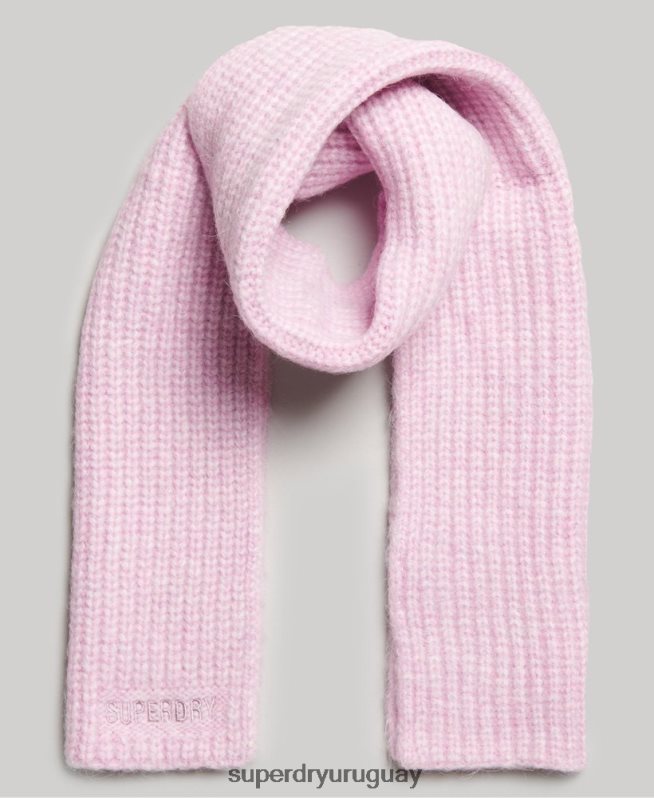 uy Superdry mujer bufanda esencial de canalé rosa DT2N8Z4242 accesorios