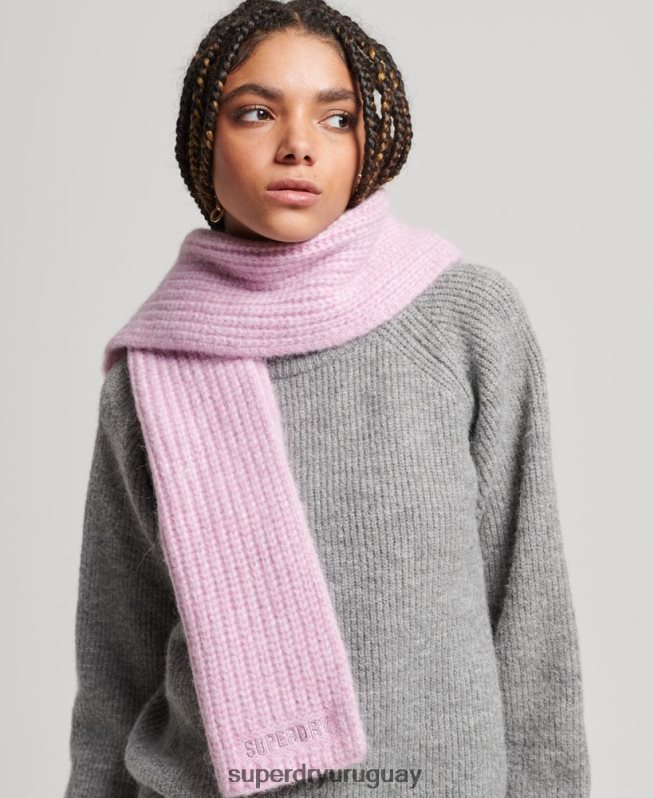 uy Superdry mujer bufanda esencial de canalé rosa DT2N8Z4242 accesorios