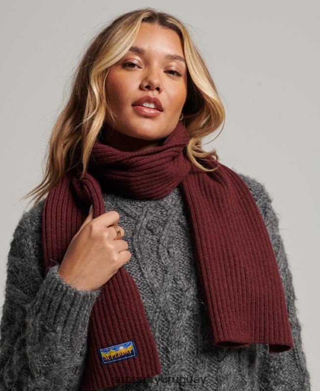 uy Superdry mujer bufanda radar de mezcla de lana rojo DT2N8Z4246 accesorios