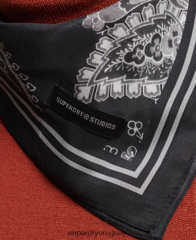 uy Superdry mujer pañuelo de seda cuadrado estampado negro DT2N8Z4213 accesorios