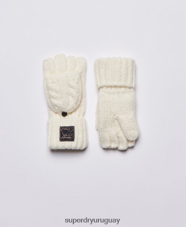 uy Superdry mujer guantes de ochos de tweed blanco DT2N8Z4290 accesorios