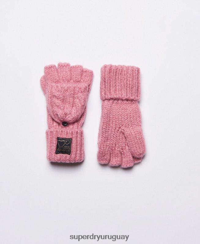 uy Superdry mujer guantes de ochos de tweed rosa DT2N8Z4289 accesorios