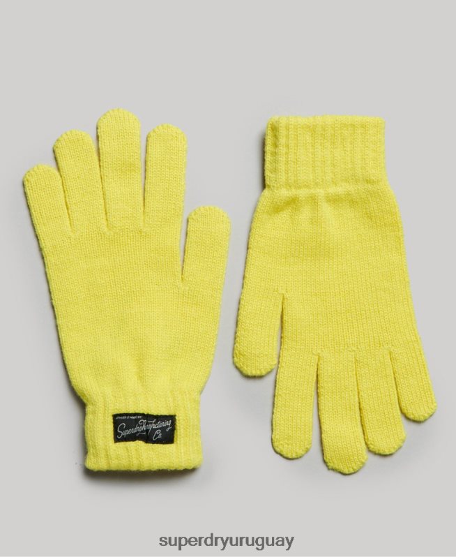 uy Superdry mujer guantes esenciales con logo amarillo DT2N8Z1698 accesorios
