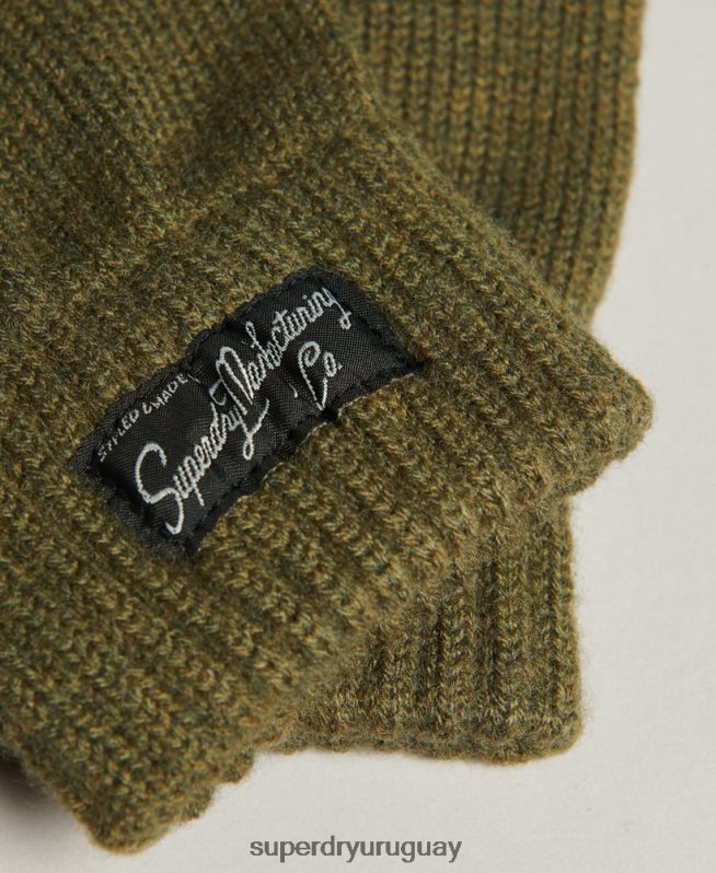 uy Superdry mujer guantes esenciales con logo caqui DT2N8Z1699 accesorios