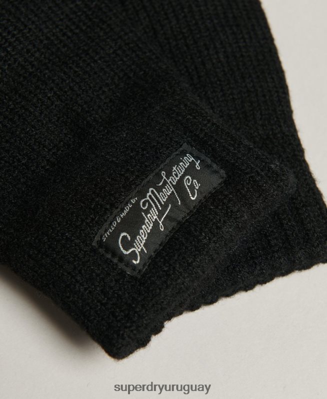 uy Superdry mujer guantes esenciales con logo negro DT2N8Z1697 accesorios