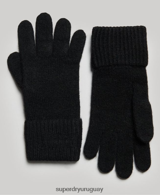 uy Superdry mujer guantes esenciales de canalé negro DT2N8Z4268 accesorios