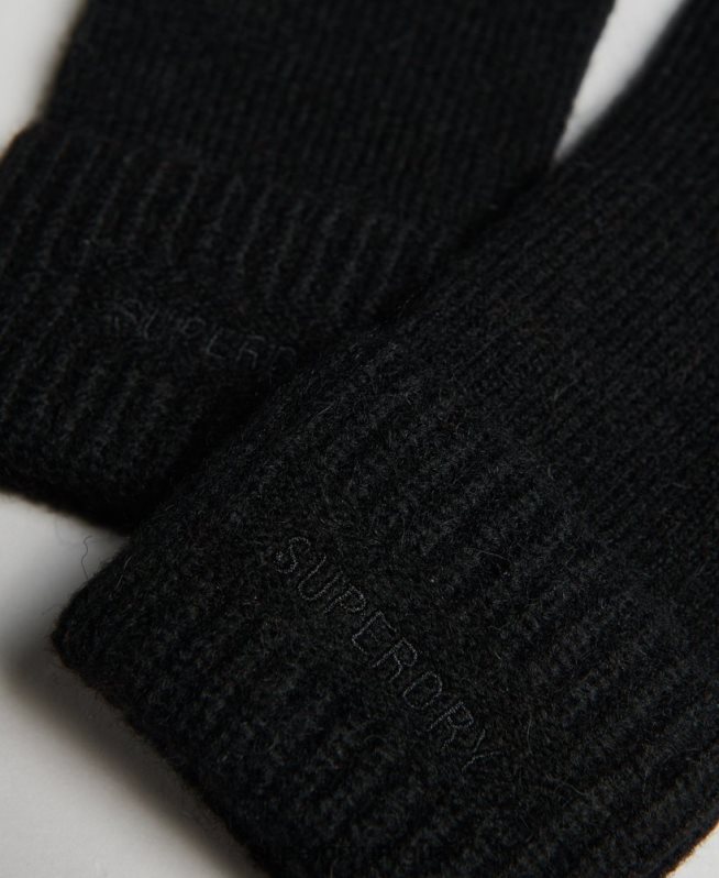 uy Superdry mujer guantes esenciales de canalé negro DT2N8Z4268 accesorios