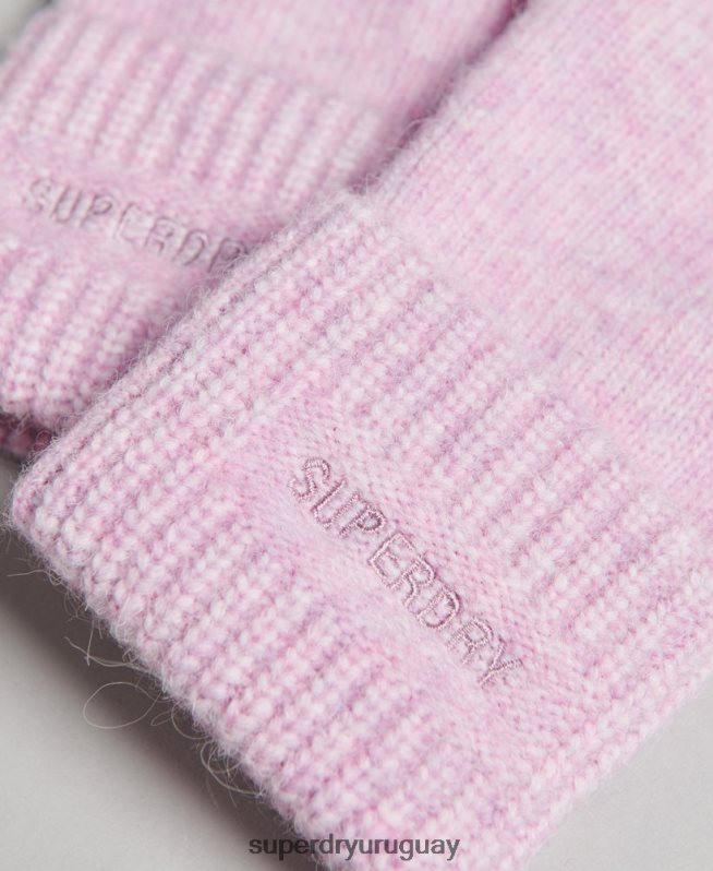 uy Superdry mujer guantes esenciales de canalé rosa DT2N8Z4270 accesorios