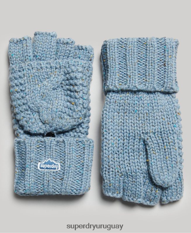 uy Superdry mujer guantes tejidos de ochos azul claro DT2N8Z4265 accesorios